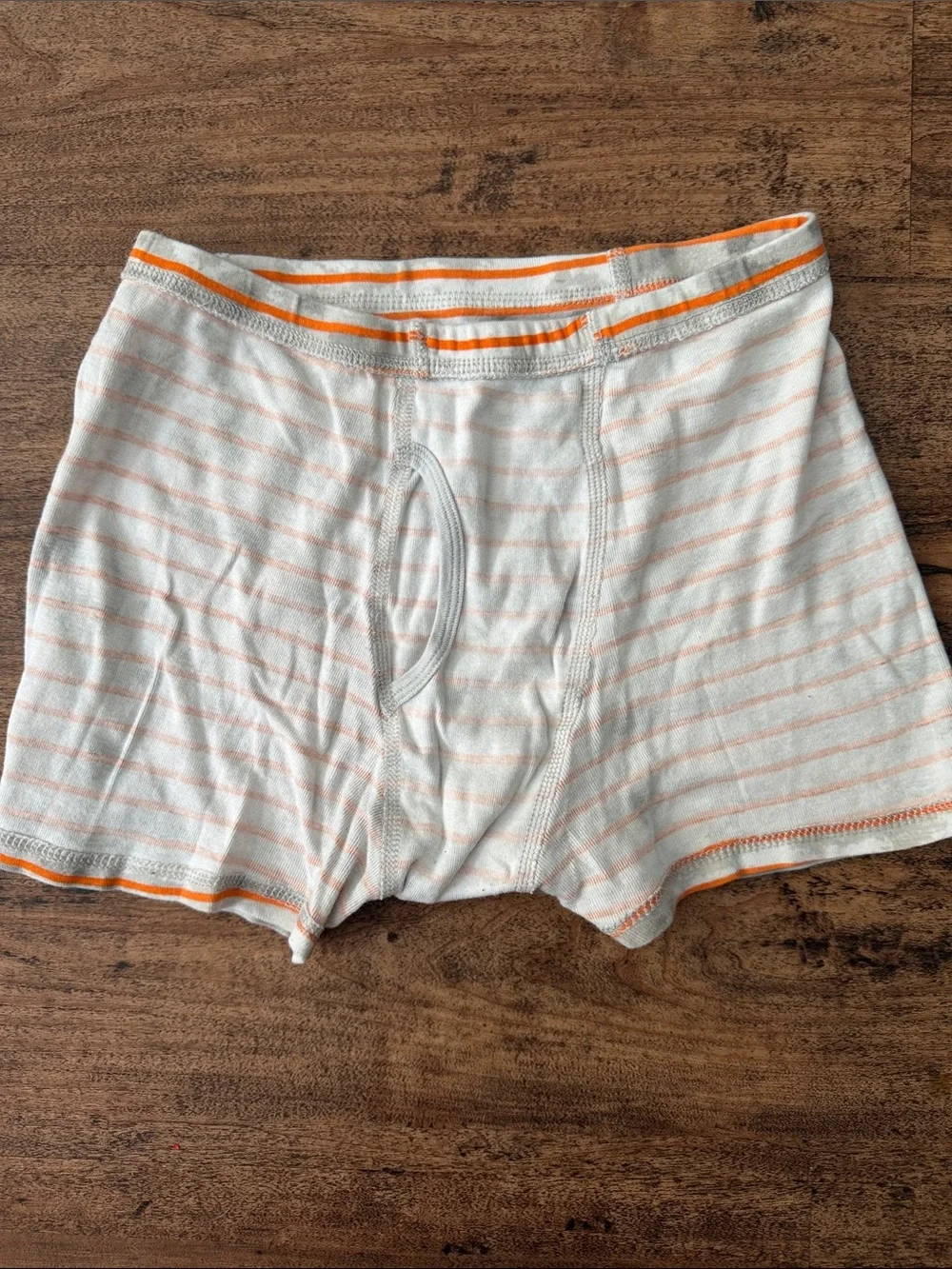 Boy’s Striped Cotton Boxer Briefs - Orange/White size xl 12